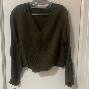 Madewell Olive Green Ruched Blouse